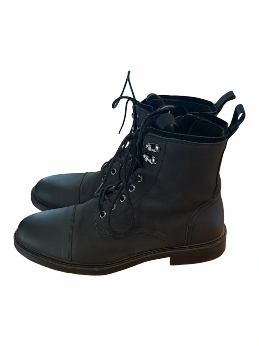 Vostey Black Lace-Up Military Style Boots Size 10